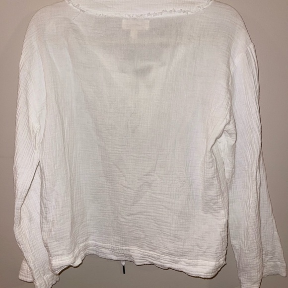 CLOTH & STONE Sz S BELL SLEEVE LACE UP PULLOVER BLOUSE WHITE - Picture 3 of 5